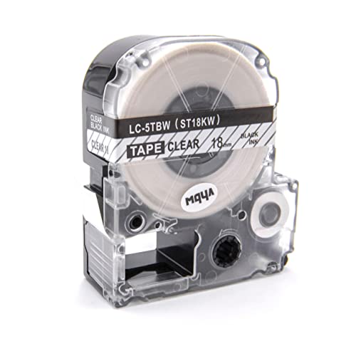 vhbw Schriftband-Kassette kompatibel mit Epson LabelWorks LW-1000P, LW-600P Etiketten-Drucker 8m x 18mm Schwarz auf Transparent von vhbw