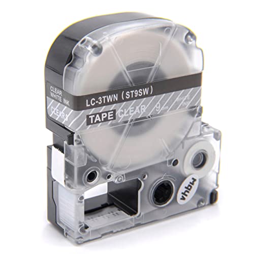vhbw Schriftband-Kassette kompatibel mit Epson OK200, LW-400, LW-300, LW-900P, LW-500, LM-700 Etiketten-Drucker 8m x 9mm Weiß auf Transparent vhbw Schriftband-Kassette kompatibel mit Epson OK200, LW-400, LW-300, LW-900P, LW-500, LM-700 Etiketten-Drucker 8m x 9mm Weiß auf Transparent von vhbw