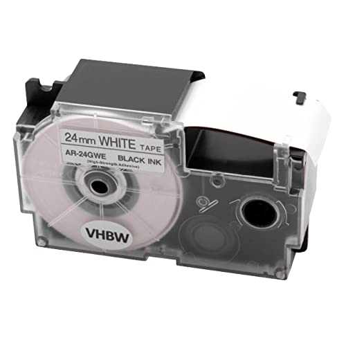 vhbw Schriftband Kassette schwarz auf weiß Ersatz für Casio XR-24GWE für Etiketten-Drucker 24mm von vhbw