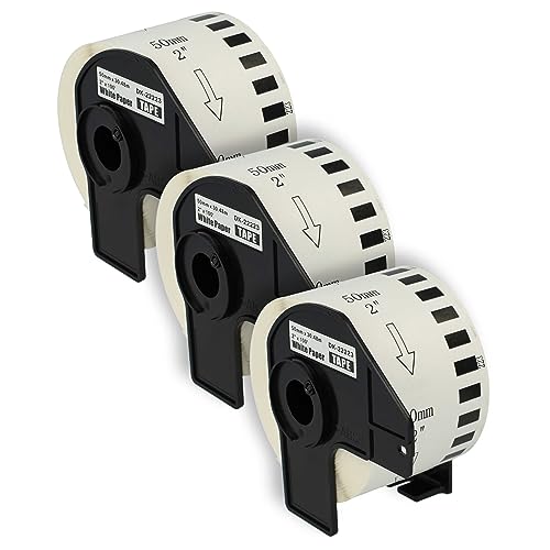 vhbw Set 3x Etiketten-Rolle 50mm x 30,48m (1 Etikette) kompatibel mit Brother PT QL-1100 C, QL-1100 NWB Etiketten-Drucker - Premium von vhbw