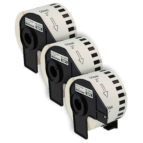 vhbw Set 3x Etiketten-Rolle 50mm x 30,48m (1 Etikette) kompatibel mit Brother PT QL-820NWBC, QL-820NWB Etiketten-Drucker - Premium von vhbw