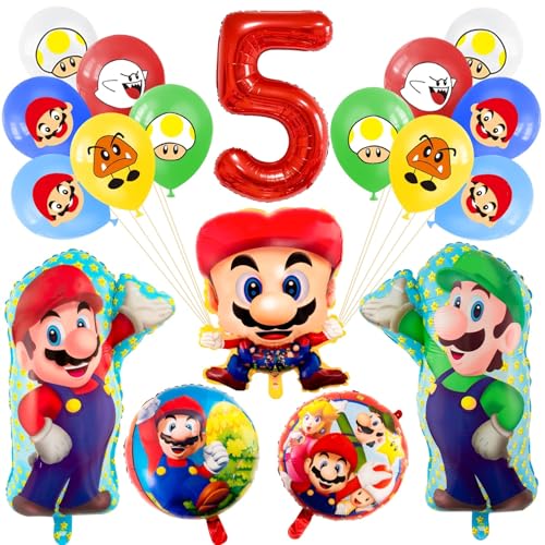 18Pcs Super Geburtstag Deko 5 Jahre, Kindergeburtstag Ballon Set 5 Jahre Jungen Mädchen, Geburtstagsdeko Thema Dekoration für Kindergeburtstag Party Supplies Deko von viallolipa