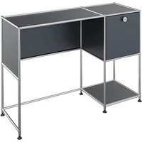 viasit System4 Schreibtisch anthrazit rechteckig, Rundrohrgestell silber 116,0 x 41,0 cm von viasit