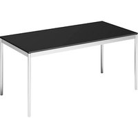 viasit System4 Schreibtisch schwarz rechteckig, 4-Fuß-Gestell chrom 160,0 x 80,0 cm von viasit
