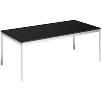 viasit System4 Schreibtisch schwarz rechteckig, 4-Fuß-Gestell chrom 200,0 x 100,0 cm von viasit