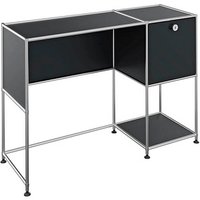 viasit System4 Schreibtisch schwarz rechteckig, Rundrohrgestell silber 116,0 x 41,0 cm von viasit