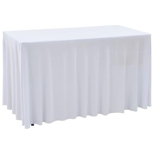 vidaXL 2X Stretch Tischhusse 120x60,5x74cm Weiß Stretchhusse Tischdecke Husse von vidaXL