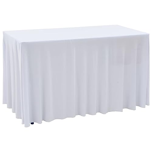 vidaXL 2X Stretch Tischhusse Weiß 183x76x74cm Stretchhusse Tischdecke Husse von vidaXL