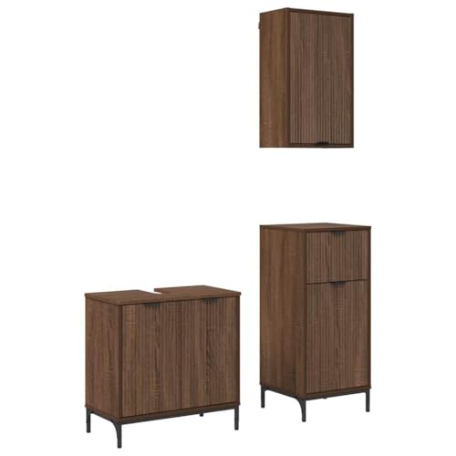vidaXL Badezimmer Aufbewahrungsmöbel Set – Moderne Regale aus hochwertigem Holz mit zeitgemäßer Schublade und stylischer Tür mit Scharnier. von vidaXL