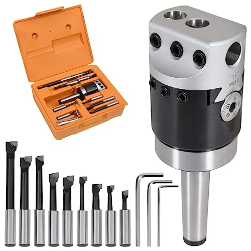 vidaXL Bohrwerkzeug Set 15-tlg. mit Aufbewahrungsbox 3 Inbusschlüssel Schraubenschlüssel Ausdrehkopf Ausbohrkopf Bohrstangen Bohrkopf MT2-F1-12 50mm von vidaXL