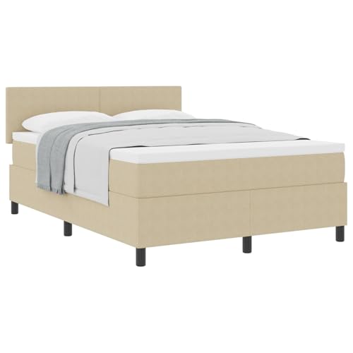 vidaXL Boxspringbett mit Matratze, Beige, Größe 140 x 200 cm, Samtstoff, Holzrahmen, moderne Schlaflösung, kompaktes Design, ideal für Schlafzimmermöbel für Erwachsene & Spiele vidaXL Boxspringbett mit Matratze, Beige, Größe 140 x 200 cm, Samtstoff, Holzrahmen, moderne Schlaflösung, kompaktes Design, ideal für Schlafzimmermöbel für Erwachsene & Spiele von vidaXL