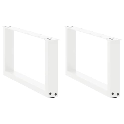 vidaXL Couchtischbeine U-Form 2 STK. Weiß 70x(30-31) cm Stahl, Tischbein, Tischbein Metall, Esstischbein, Möbelbein, Schreibtischbein von vidaXL