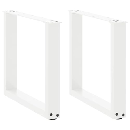 vidaXL Couchtischbeine U-Form 2 STK. Weiß 50x(42-43) cm Stahl, Tischbein, Tischbein Metall, Esstischbein, Möbelbein, Schreibtischbein von vidaXL