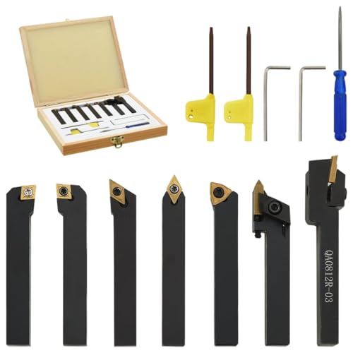 vidaXL Drehmeißel Set 12-tlg. mit Wendeplatten Bohrstange Klemmhalter Drehstahl Abstechstahl Drehwerkzeug Wendeplattenhalter 8x8mm 70mm von vidaXL
