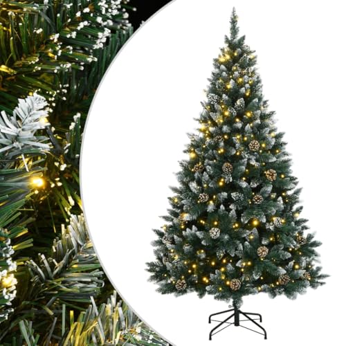 vidaXL Künstlicher Weihnachtsbaum, Tannenbaum mit 8 Leuchtmodi 150 LEDs 150cm, Christbaum mit Metallständer, Weihnachtsdeko Kunstbaum Dekobaum von vidaXL