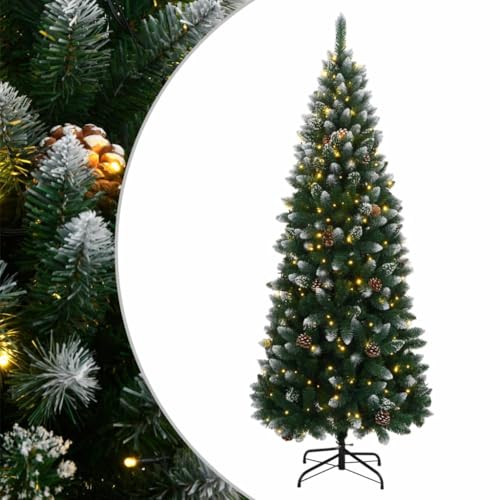 vidaXL Künstlicher Weihnachtsbaum, Tannenbaum mit LED-Beleuchtung 300 LEDs 180cm, Christbaum mit Metallständer, Weihnachtsdeko Kunstbaum Dekobaum von vidaXL