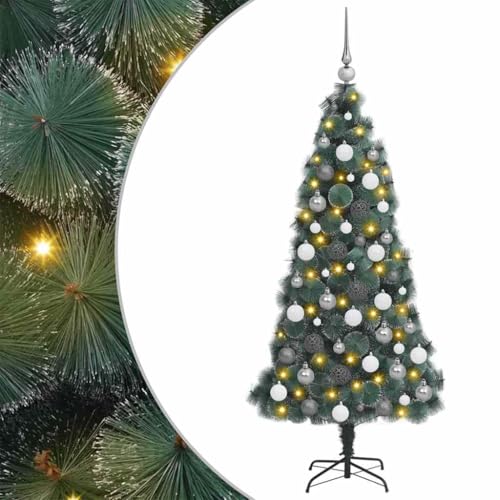 vidaXL Künstlicher Weihnachtsbaum mit LED-Lichtern und Kugeln 240 cm in Grün, Weiß und Grau – für drinnen, zur Feiertagsdekoration, festliche Deko und saisonalen Schmuck im Winter vidaXL Künstlicher Weihnachtsbaum mit LED-Lichtern und Kugeln 240 cm in Grün, Weiß und Grau – für drinnen, zur Feiertagsdekoration, festliche Deko und saisonalen Schmuck im Winter von vidaXL