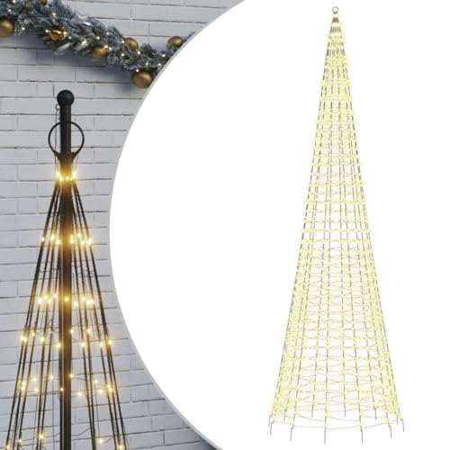 vidaXL LED Weihnachtsbaum für Fahnenmast, Beleuchtet Christbaum mit 1534 LEDs, Tannenbaum Lichterbaum mit 8 Beleuchtungsmodi, Weihnachtsbeleuchtung Weihnachtsdeko, Warmweiß 500 cm von vidaXL