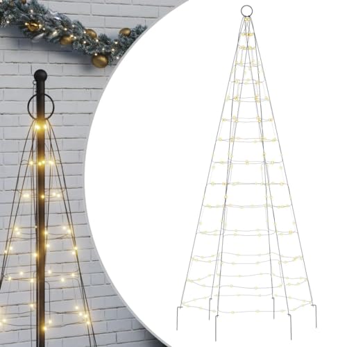 vidaXL LED Weihnachtsbaum für Fahnenmast, Beleuchtet Christbaum mit 200 LEDs, LED Tannenbaum mit 8 Beleuchtungsmodi, Weihnachtsbeleuchtung Weihnachtsdeko, Warmweiß 180 cm von vidaXL