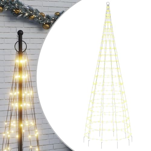 vidaXL LED Weihnachtsbaum für Fahnenmast, Beleuchtet Christbaum mit 550 LEDs, Tannenbaum Lichterbaum mit 8 Beleuchtungsmodi, Weihnachtsbeleuchtung Weihnachtsdeko, Warmweiß 300 cm von vidaXL