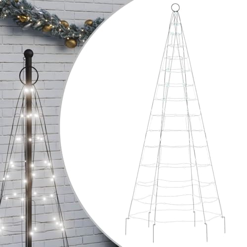 vidaXL LED Weihnachtsbaum für Fahnenmast, Beleuchtet Christbaum mit 200 LEDs, Tannenbaum Lichterbaum mit 8 Beleuchtungsmodi, Weihnachtsbeleuchtung Weihnachtsdeko, Kaltweiß 180 cm vidaXL LED Weihnachtsbaum für Fahnenmast, Beleuchtet Christbaum mit 200 LEDs, Tannenbaum Lichterbaum mit 8 Beleuchtungsmodi, Weihnachtsbeleuchtung Weihnachtsdeko, Kaltweiß 180 cm von vidaXL