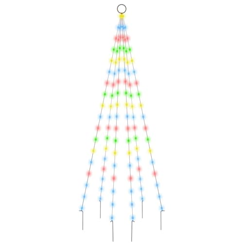 vidaXL LED Weihnachtsbaum für Fahnenmast Tannenbaum Lichterbaum Weihnachtsdeko Beleuchtung Außen Beleuchtet Lichterkette Mehrfarbig 108 LEDs 180cm von vidaXL