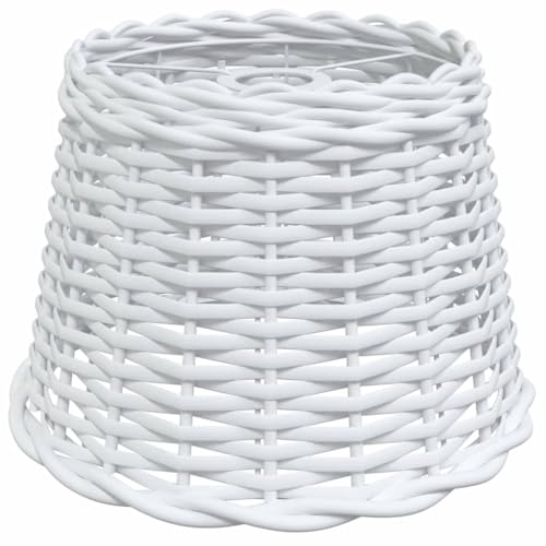vidaXL Lampenschirm, Deckenlampenschirm für Wohnzimmer Schlafzimmer Esszimmer, Hängelampenschirm mit 1 lackierter Eisenfassung, Deckenlampe Schirm Tischlampe Schirm, Weiß Korbweide von vidaXL