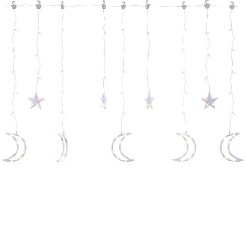 vidaXL Lichterkette Stern Mond Deko Lichtervorhang Weihnachtsbeleuchtung Sternenvorhang Innen Außen Fenster Party Fernbedienung 138 LED Bunt vidaXL Lichterkette Stern Mond Deko Lichtervorhang Weihnachtsbeleuchtung Sternenvorhang Innen Außen Fenster Party Fernbedienung 138 LED Bunt von vidaXL