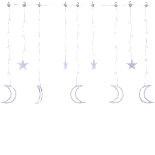 vidaXL Lichterkette Stern Mond Deko Lichtervorhang Weihnachtsbeleuchtung Sternenvorhang Innen Außen Fenster Party Fernbedienung 345 LED Blau vidaXL Lichterkette Stern Mond Deko Lichtervorhang Weihnachtsbeleuchtung Sternenvorhang Innen Außen Fenster Party Fernbedienung 345 LED Blau von vidaXL