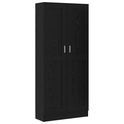 vidaXL Moderner Kleiderschrank in Schwarzer Eiche - 82,5 x 30,5 x 185 cm - aus Holzwerkstoff - mit verstellbaren Regalen - Matte Oberfläche - Tür mit Scharnieren - von vidaXL