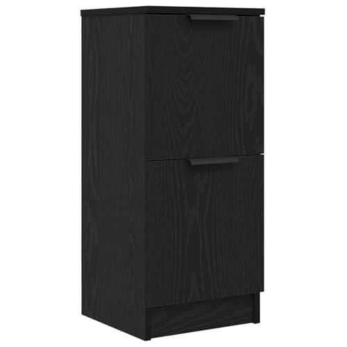 vidaXL Modernes Schwarz Eichen Sideboard für Indoor Stauraum | Stylisches Holzwerkstoff mit 2 Scharnier Türen und Regalflächen perfekt für Wohnzimmer und Esszimmer 70 x 30 cm von vidaXL