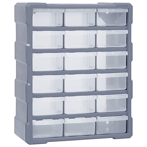 vidaXL Multi Schubladen Organizer 18 Schubladen Kleinteilemagazin Sortierkasten Sortierbox Sortimentskasten Sortimentsbox 38x16x47cm von vidaXL