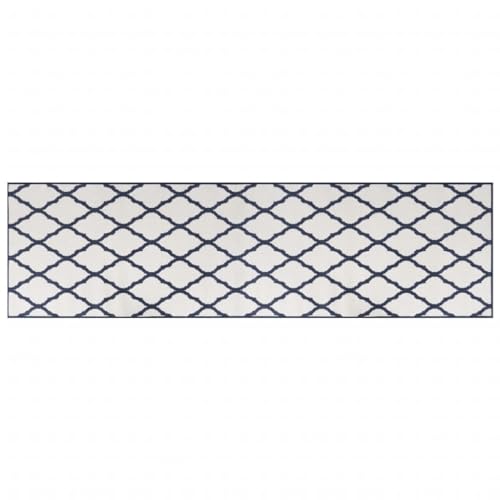 vidaXL Outdoor Teppich, Teppich für Balkon Garten Terrasse Wasserabweisend, Küchenteppich Wohnzimmerteppich, Marineblau Weiß Beidseitig Nutzbar von vidaXL