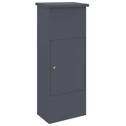 vidaXL Paketbox in Anthrazit, aus Stahl, wasserdicht, mit mattschwarzem Griff. Maße: 44,5 x 29 x 110,5 cm. Sichere Kammer mit Schloss für den Außenbereich. Eine Tür mit Scharnieren, wetterfest vidaXL Paketbox in Anthrazit, aus Stahl, wasserdicht, mit mattschwarzem Griff. Maße: 44,5 x 29 x 110,5 cm. Sichere Kammer mit Schloss für den Außenbereich. Eine Tür mit Scharnieren, wetterfest von vidaXL