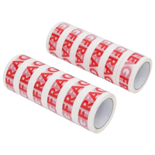 vidaXL Paketklebeband 12 Stk., Klebeband FRAGILE Aufdruck, Packband für Versand Umzug Lagerung, Paketband Kleberollen, Weiß 48mm x 66m von vidaXL