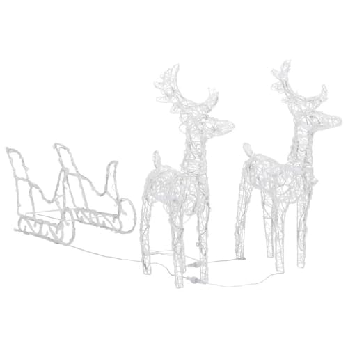 vidaXL Rentiere Schlitten Weihnachtsdekoration Weihnachtsbeleuchtung Deko Rentierschlitten Weihnachtsdeko Innen Außen 160 LEDs 130 cm Acryl von vidaXL