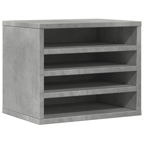 vidaXL Schreibtisch Organizer, Dokumentenablage mit Stauraum, Druckerhalter für Büro Zuhause, Briefablage Papierablage Büro-Organizer, Betongrau Holzwerkstoff von vidaXL