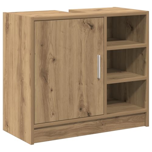 vidaXL Waschbecken-Schrank Artisan Eiche 63X29X55 cm Holzwerkstoff Zeitgenössische Badezimmerstauraumlösung mit eingebauten Regalen und Tür mit Scharnieren Moderne Möbeldesigns von vidaXL