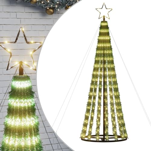 vidaXL Weihnachtsbaum, Beleuchtet Christbaum mit 275 LEDs, LED Tannenbaum Kegelform mit 8 Beleuchtungsmodi, Weihnachtsbeleuchtung Weihnachtsdeko, Warmweiß 180 cm von vidaXL