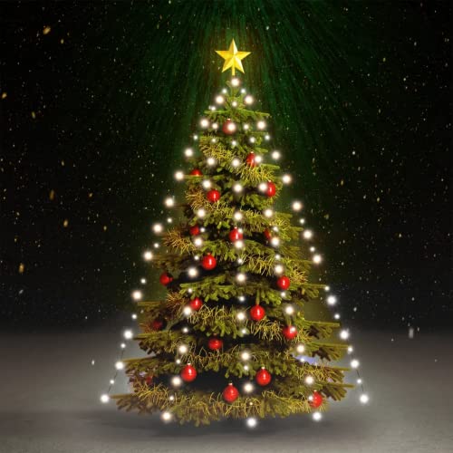 vidaXL Weihnachtsbaum Lichternetz mit 180 LEDs Lichterkette Überwurf Lichtervorhang Baumvorhang Weihnachtsdeko Weihnachtsbaumbeleuchtung Kaltweiß 180cm von vidaXL