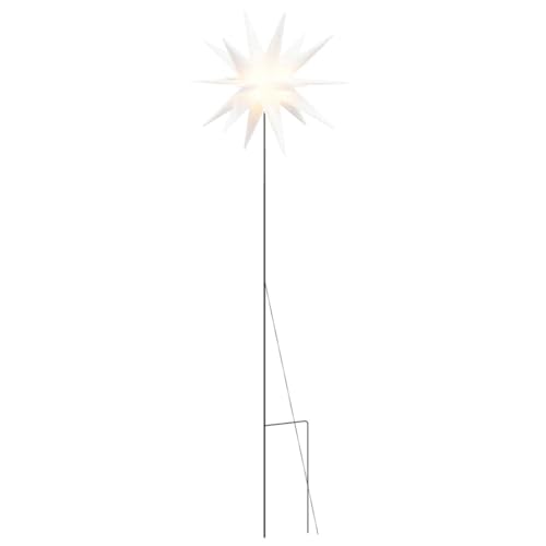 vidaXL Weihnachtsstern, Faltbar Beleuchtet Adventsstern mit Erdspieß LED, Wasserdicht Weihnachtsbeleuchtung mit Timer, Leuchtstern Weihnachtsdeko für Innen Außen, Weiß 57 cm vidaXL Weihnachtsstern, Faltbar Beleuchtet Adventsstern mit Erdspieß LED, Wasserdicht Weihnachtsbeleuchtung mit Timer, Leuchtstern Weihnachtsdeko für Innen Außen, Weiß 57 cm von vidaXL