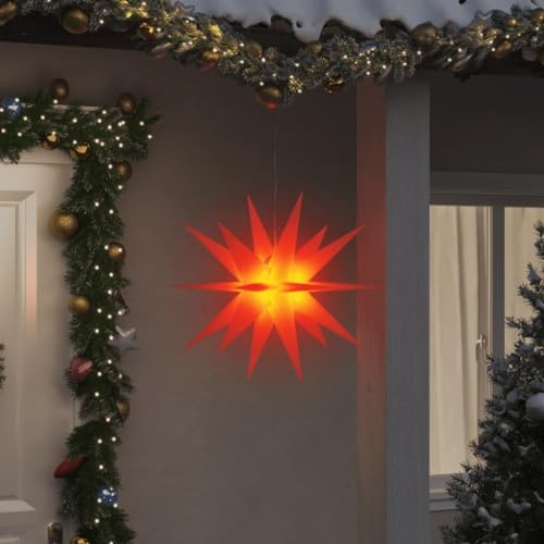 vidaXL Weihnachtsstern, Faltbar Beleuchtet Adventsstern mit LED, Wasserdicht Weihnachtsbeleuchtung mit Timer, Leuchtstern Weihnachtsdeko für Innen Außen, Rot 57 cm vidaXL Weihnachtsstern, Faltbar Beleuchtet Adventsstern mit LED, Wasserdicht Weihnachtsbeleuchtung mit Timer, Leuchtstern Weihnachtsdeko für Innen Außen, Rot 57 cm von vidaXL