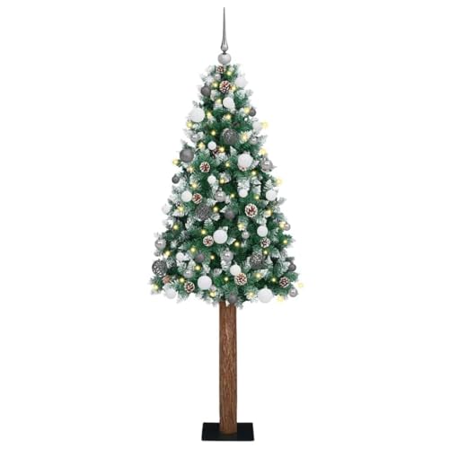 vidaXL schlanker Weihnachtsbaum mit LEDs und Kugel-Set in Weiß und Grau, 180 cm – moderne und traditionelle Deko für drinnen und draußen, perfekt für die Feiertage. vidaXL schlanker Weihnachtsbaum mit LEDs und Kugel-Set in Weiß und Grau, 180 cm – moderne und traditionelle Deko für drinnen und draußen, perfekt für die Feiertage. von vidaXL
