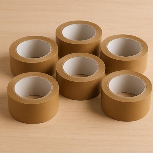 vidoelettronica Klebeband, geräuschlos, 50 mm x 66 m, robust für Umzüge, Verpackungen und Lager, hohe Haftung, Schutz von Kartons, hergestellt in Italien (6 Stück havanna-leise) von vidoelettronica
