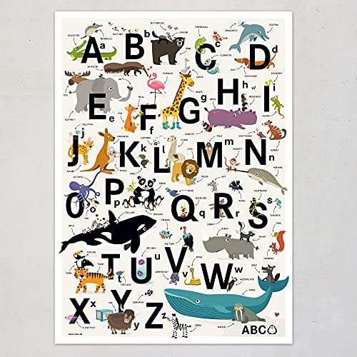 viilou Alphabet poster ABC english learning posters animals illustration kids prints children letters print von viilou