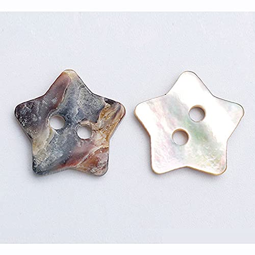 10 STÜCKE 2-Loch-Buttons aus zarter natürlicher Muschel mit Perlmutt in Formen von Herz Stern Blume und Quadrat für Nähen Handwerk und Scrapbooking von vingol
