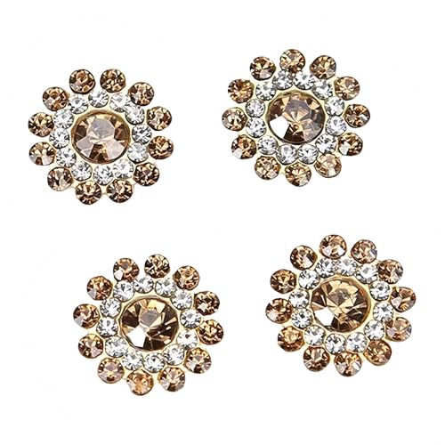 10 Stück 14 mm Sonnenblumen-förmige Strass-Knöpfe aus Kristallglas für Kleidung, Dekoration, Nähknöpfe, Bekleidung, DIY-Zubehör (Hellkaffeebraun) von vingol