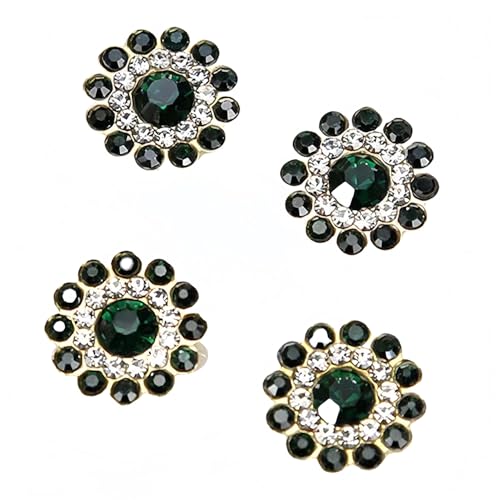 10 Stück 14 mm Sonnenblumen-förmige Strass-Knöpfe aus Kristallglas für Kleidung, Dekoration, Nähknöpfe, Bekleidung, DIY-Zubehör (dunkelgrün) von vingol