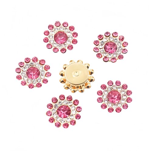 10 Stück 14 mm Sonnenblumenförmige Strass-Knöpfe mit Kristallglas-Stein, Knöpfe für Kleidung, Dekoration, Nähknöpfe, Bekleidung, DIY-Zubehör (Rosarot) von vingol