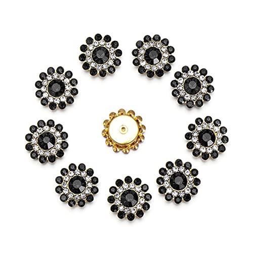 10 Stück 14mm sonnenblumenförmige Strassklammerknöpfe Kristallglasstein-Knöpfe zur Bekleidungsdekoration Nähtknöpfe Accessoires für DIY-Bekleidung von vingol